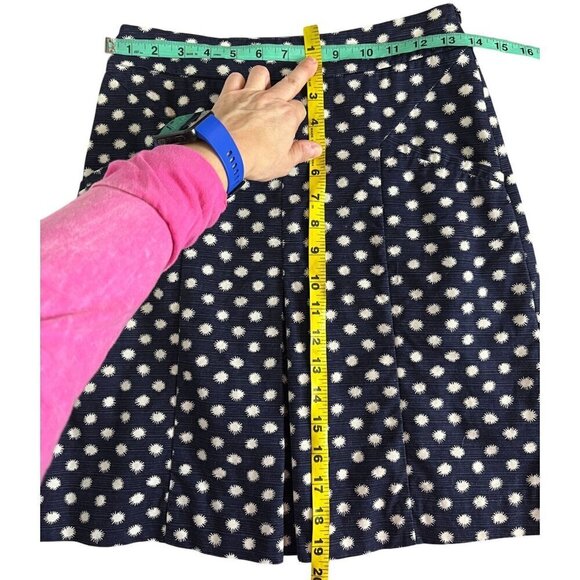 Boden Navy Blue & White A-Line Pleated Mini Skirt Polka Dot Print Size 2 - Picture 9 of 9